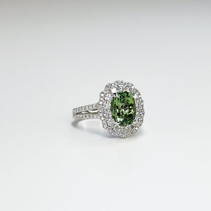 2.28ct Green Morganite Platinum Ring