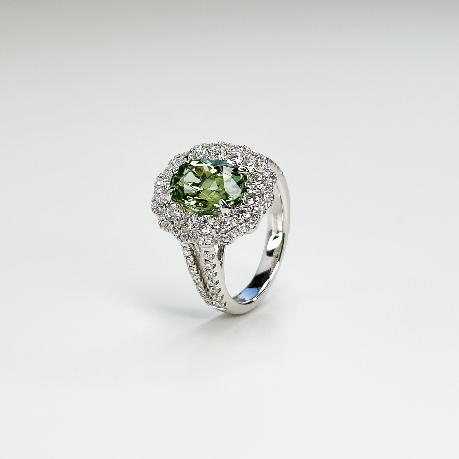 2.28ct Green Morganite Platinum Ring