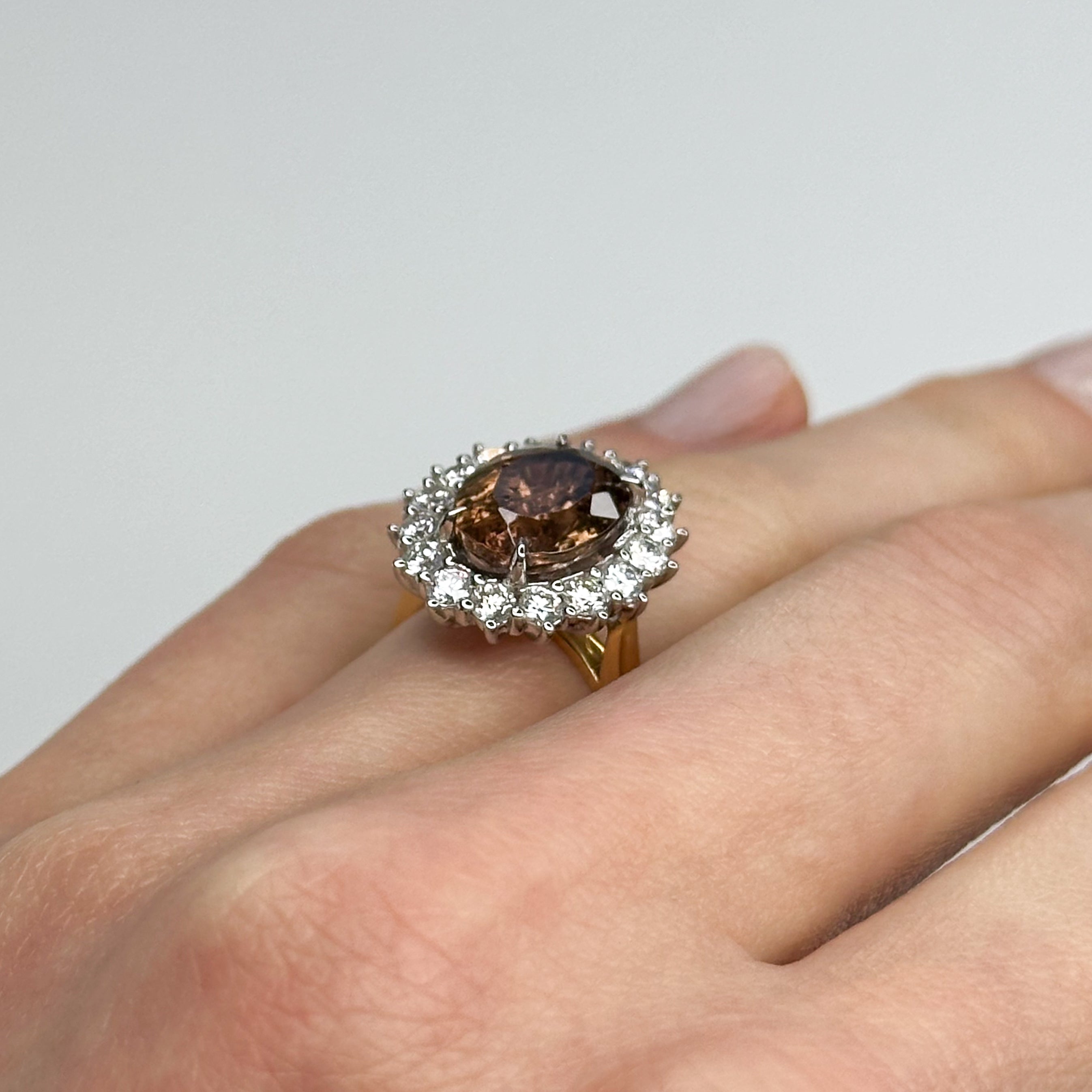 3.72ct Brown Tourmaline Ring with Diamond Halo
