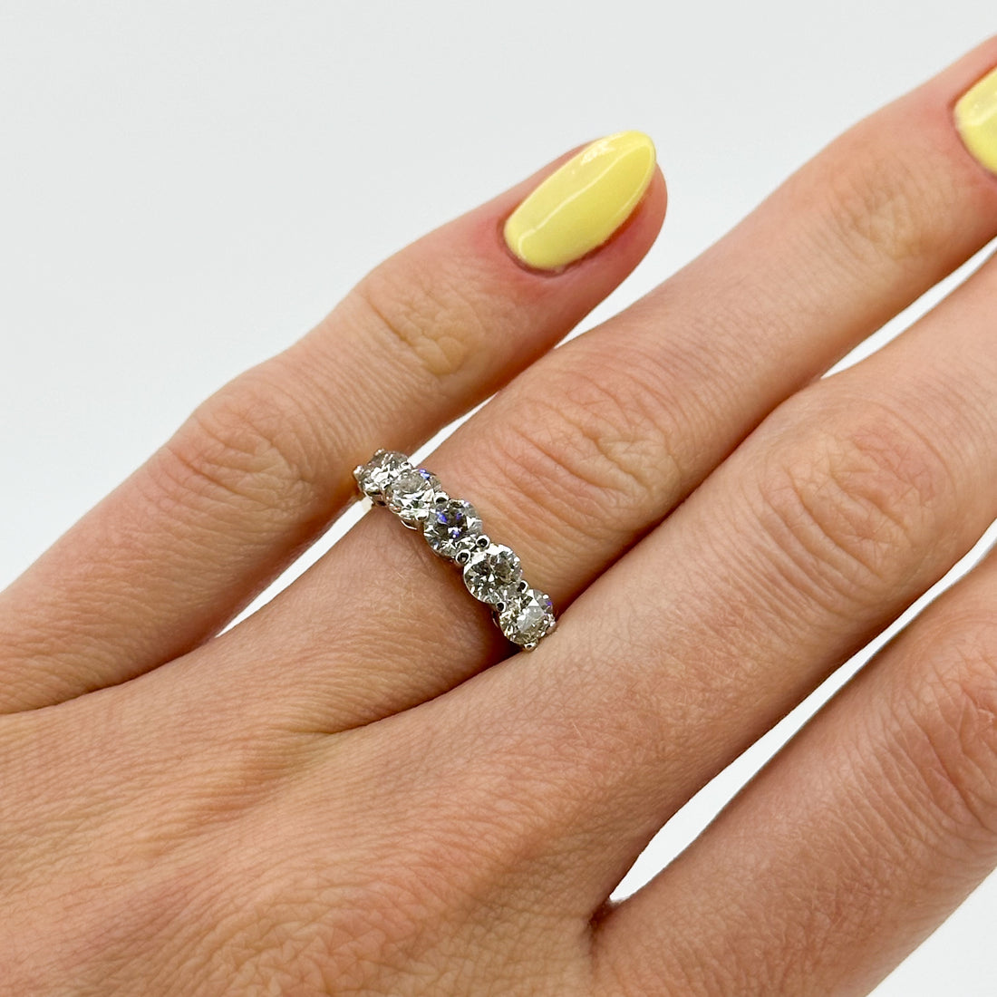 Diamond Eternity Ring with Five Stones in Yellow Gold