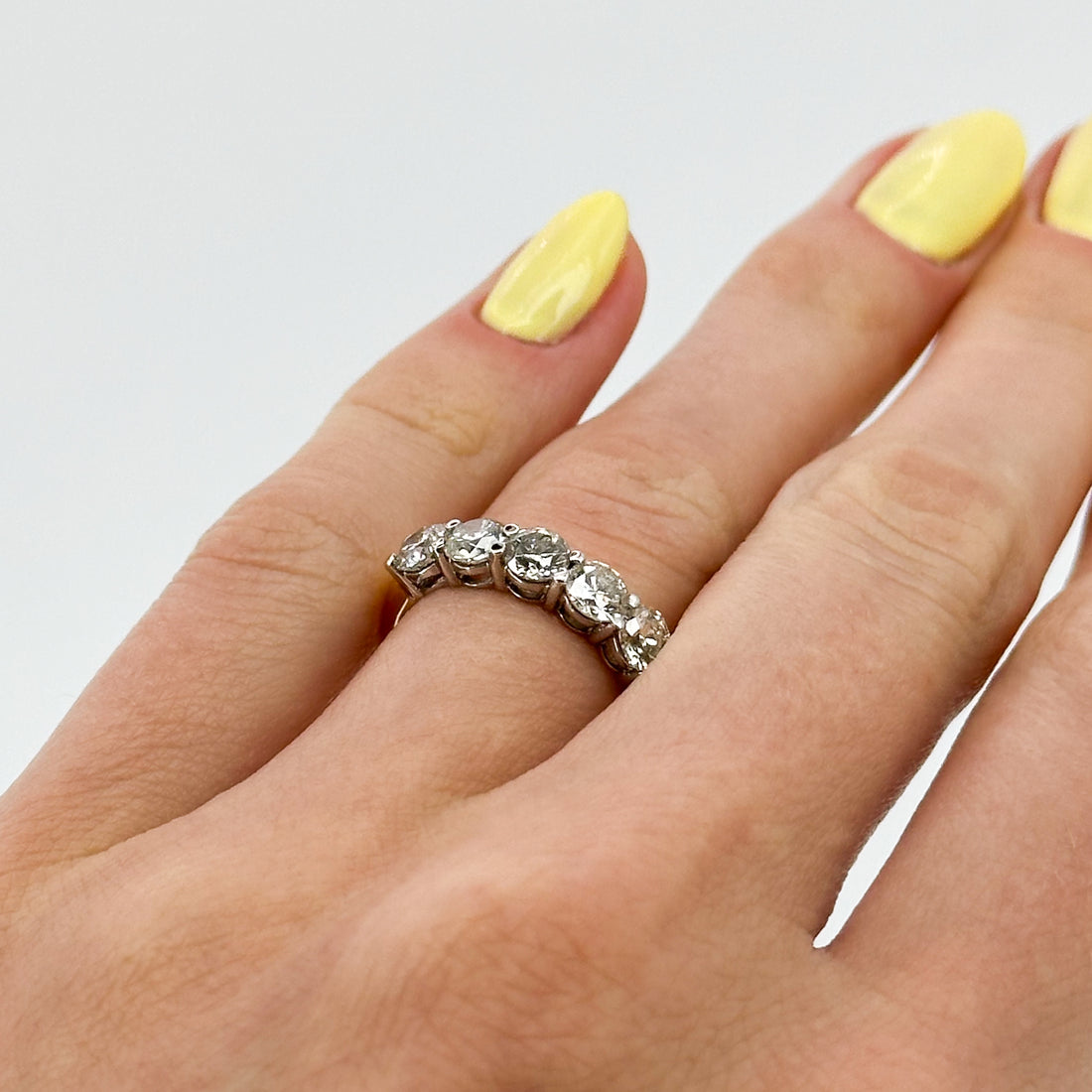 Diamond Eternity Ring with Five Stones in Yellow Gold