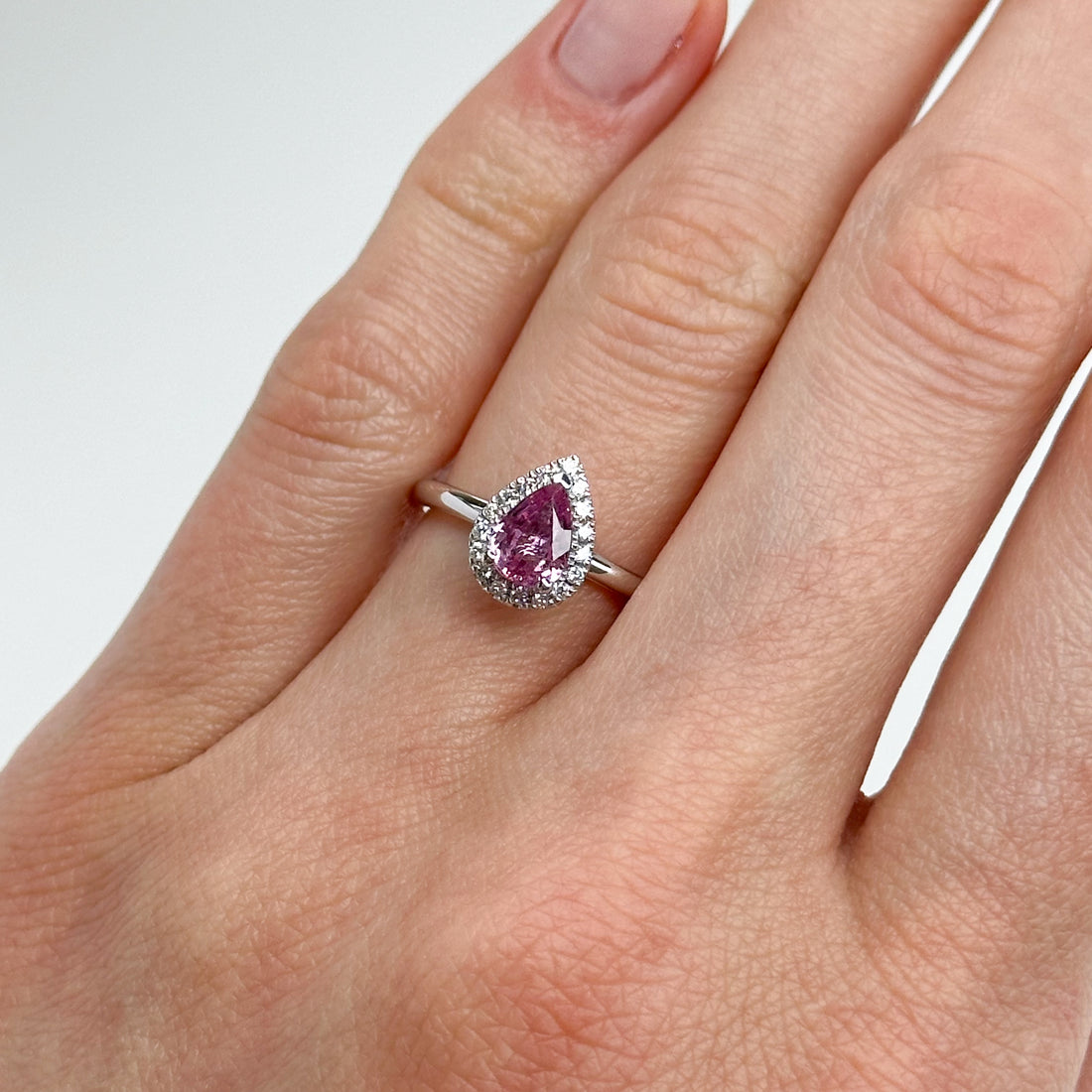 0.82ct Pink Pear Shape Sapphire Ring