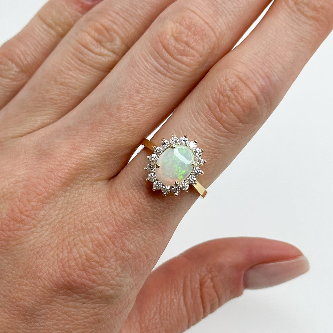 2.50ct Oval Opal Ring with Diamond Halo