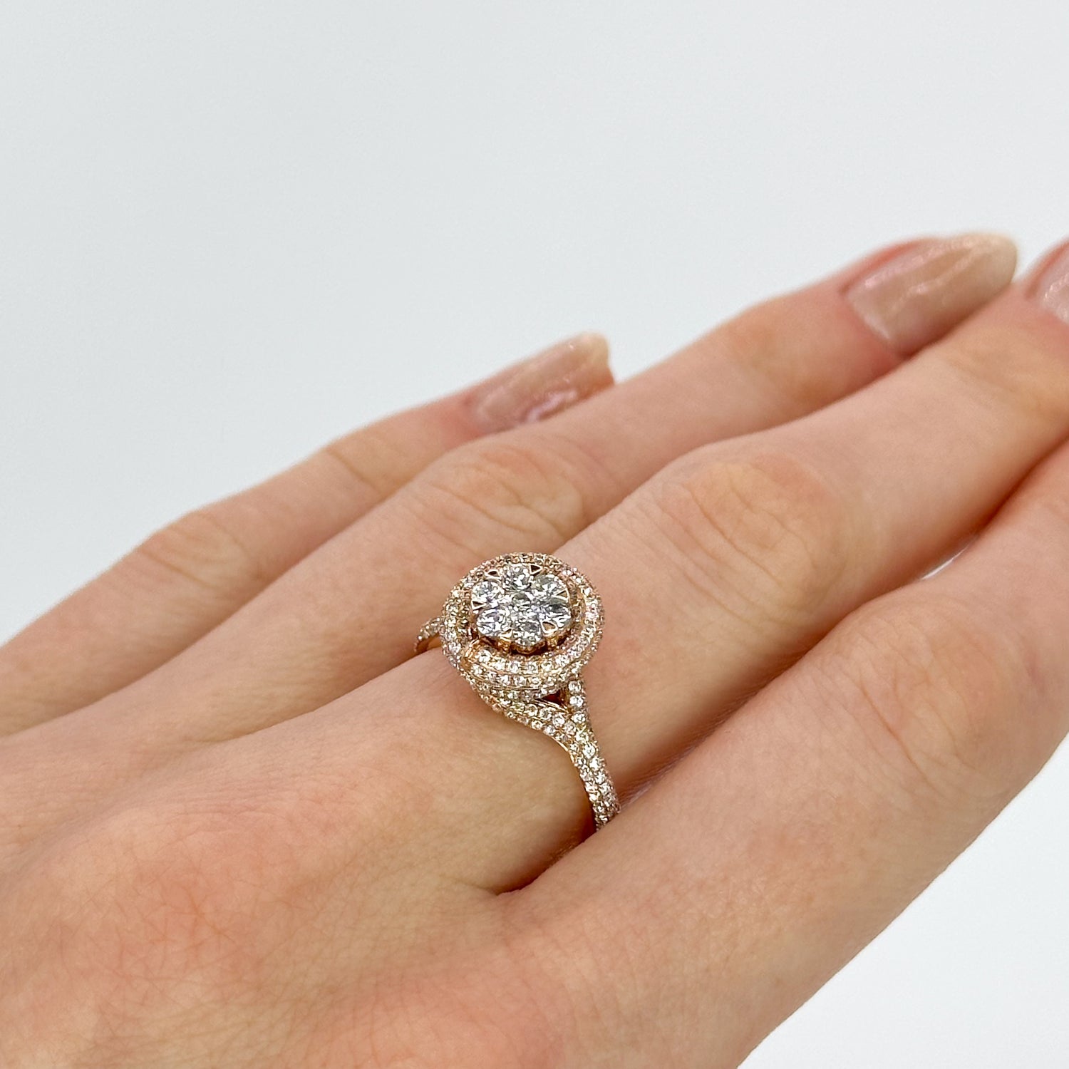Rose Gold Swirl Ring with 1.00ct of Diamonds
