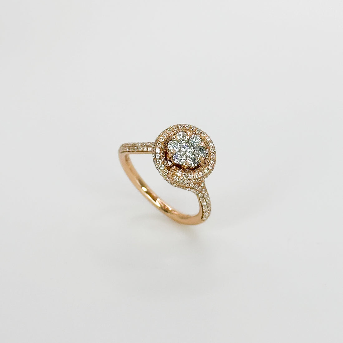 Rose Gold Swirl Ring with 1.00ct of Diamonds