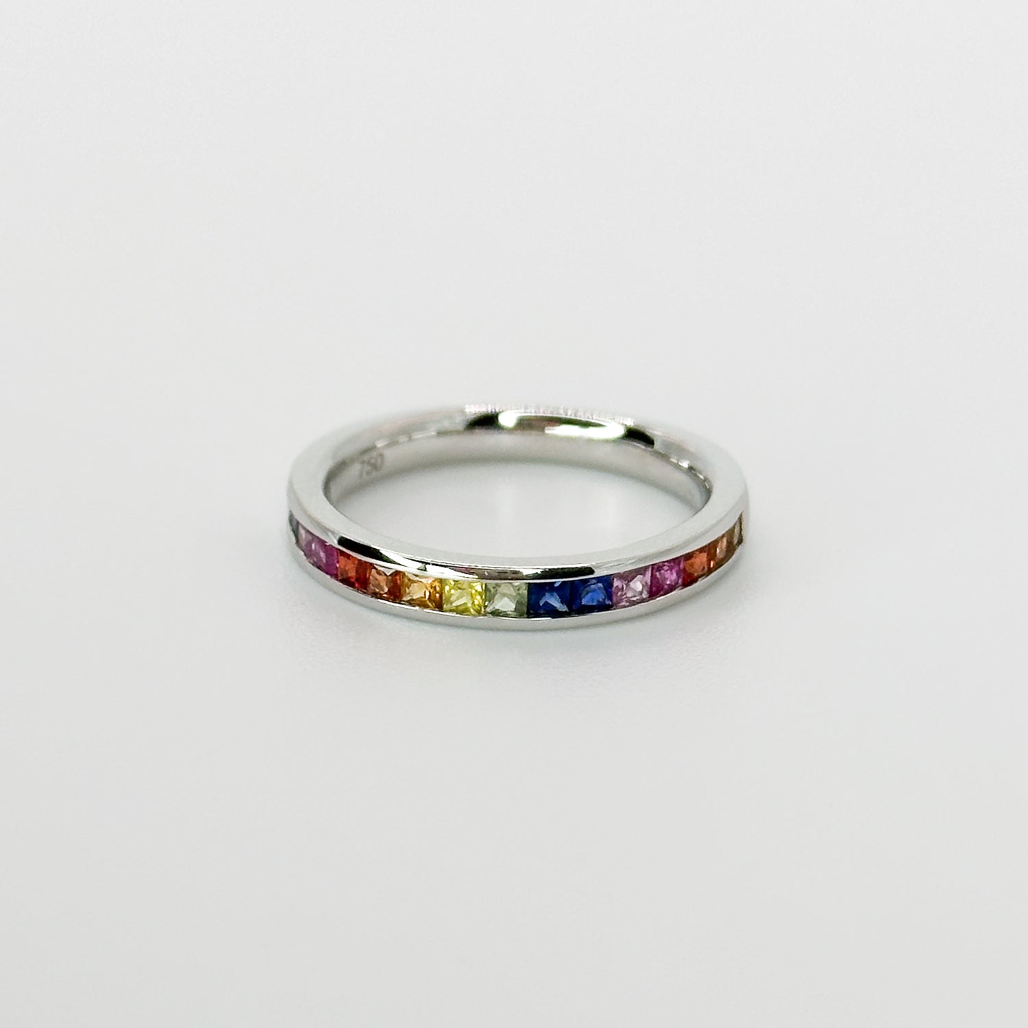 Rainbow Sapphire Eternity Ring in White Gold