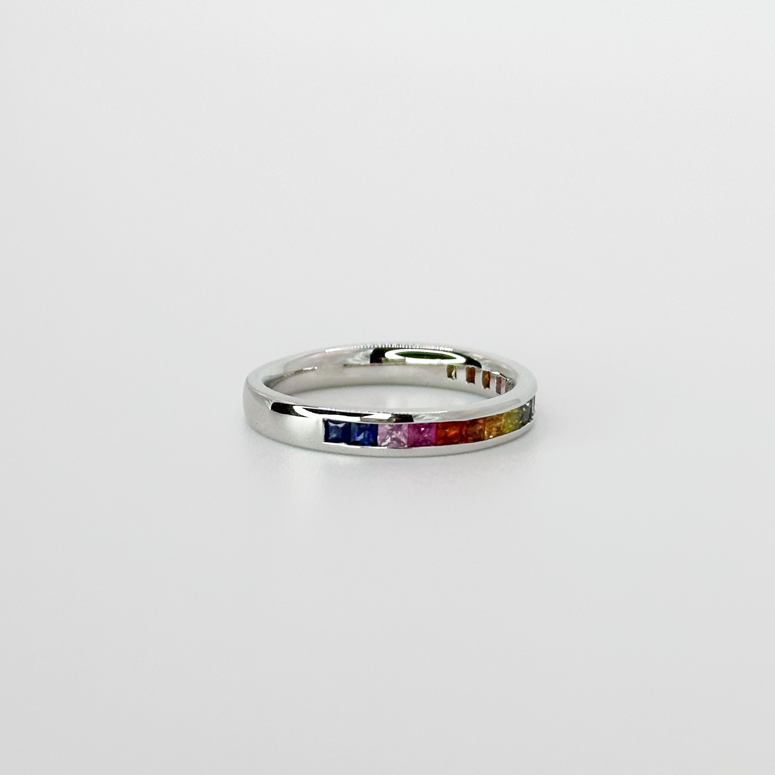 Rainbow Sapphire Eternity Ring in White Gold