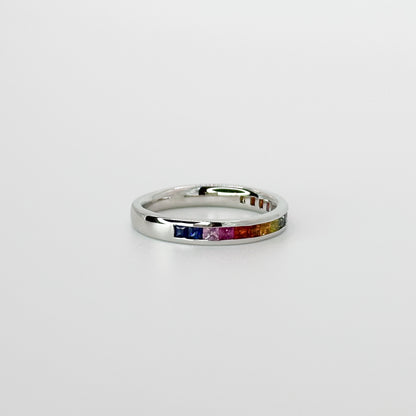 Rainbow Sapphire Eternity Ring in White Gold