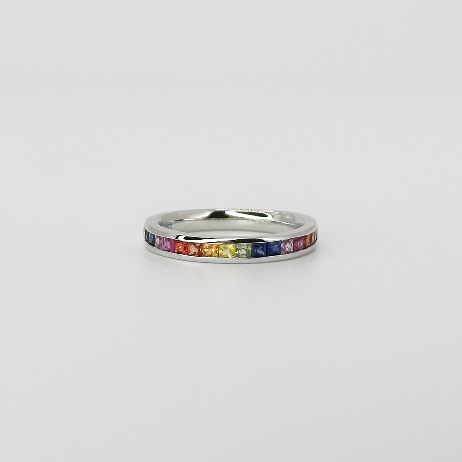 Rainbow Sapphire Eternity Ring in White Gold