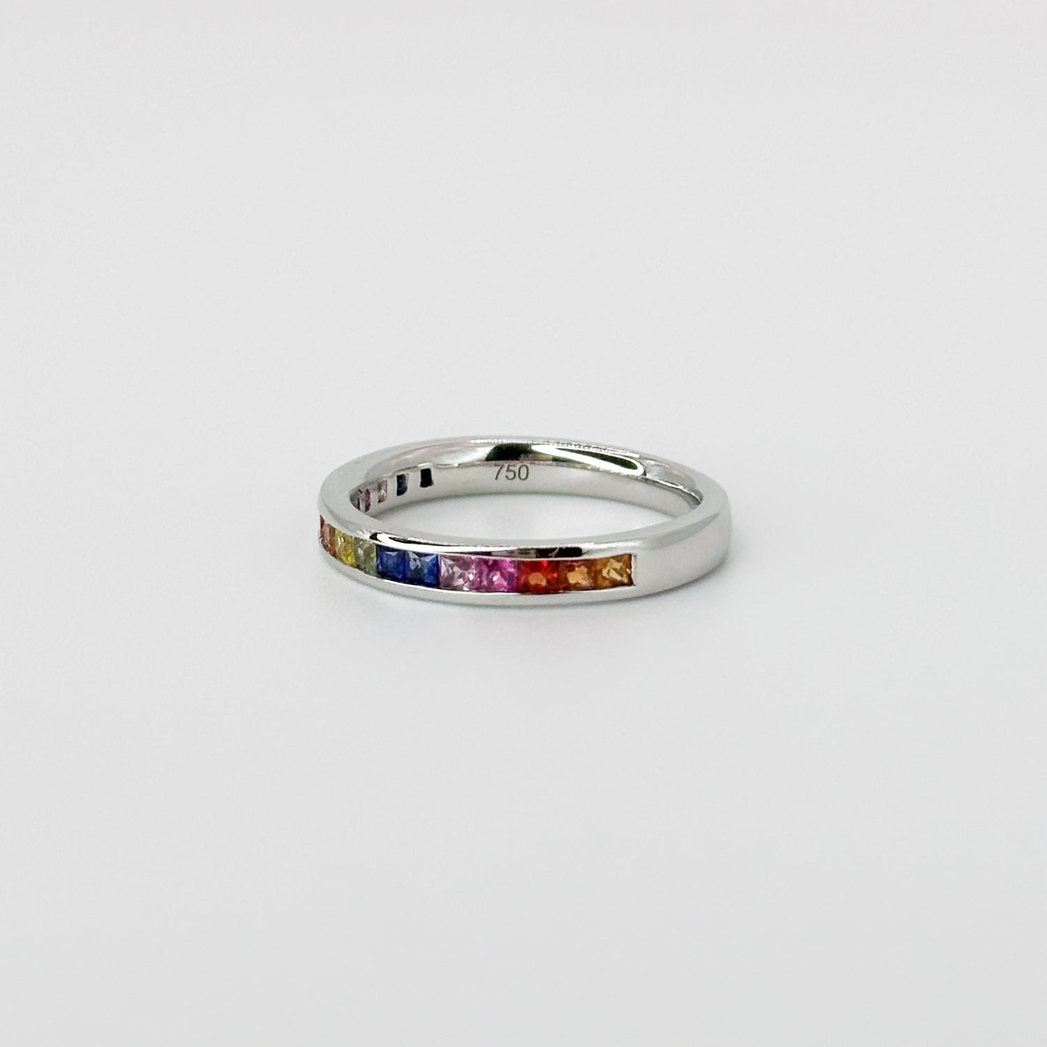 Rainbow Sapphire Eternity Ring in White Gold