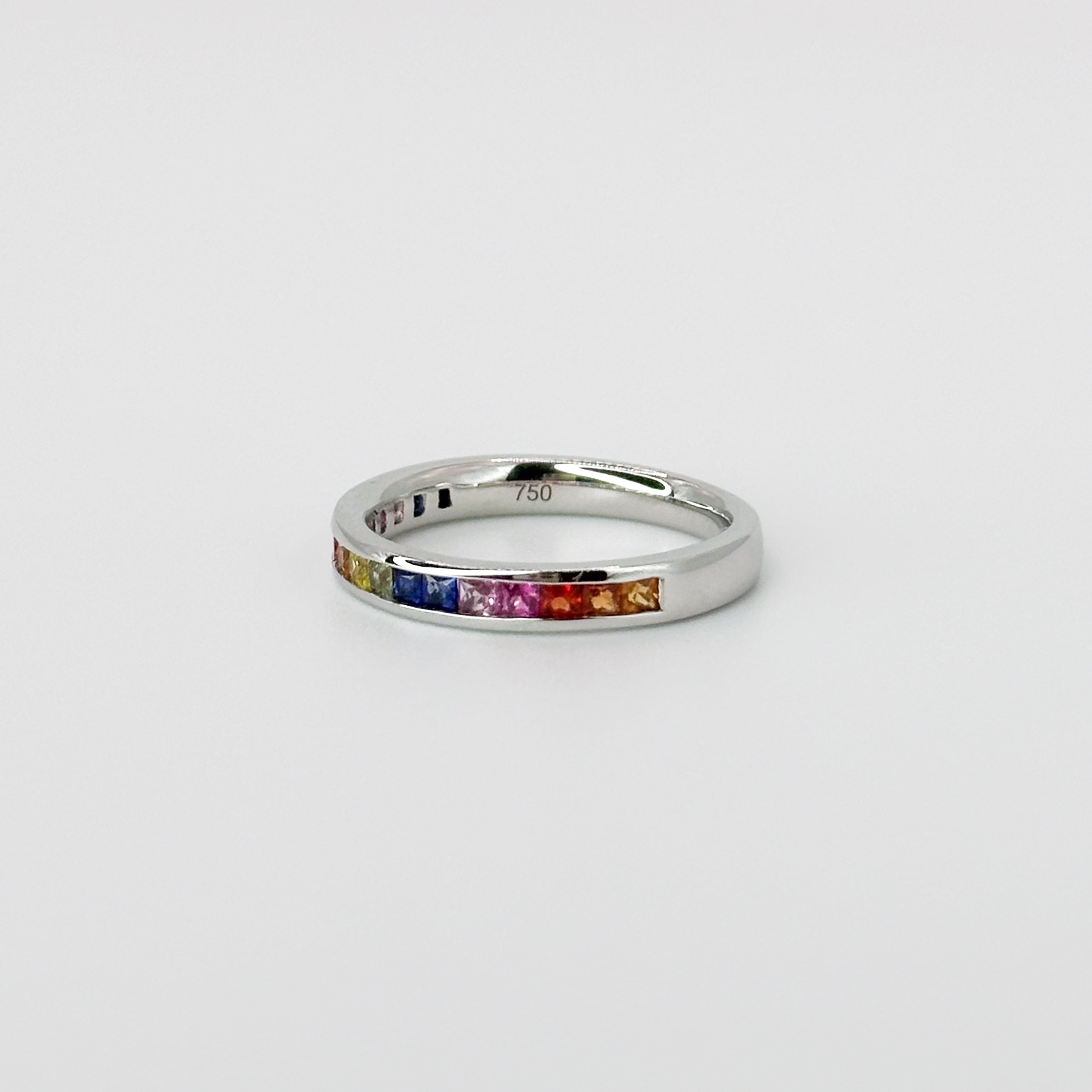 Rainbow Sapphire Eternity Ring in White Gold