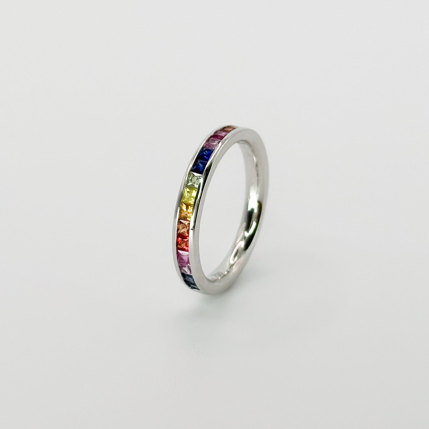 Rainbow Sapphire Eternity Ring in White Gold