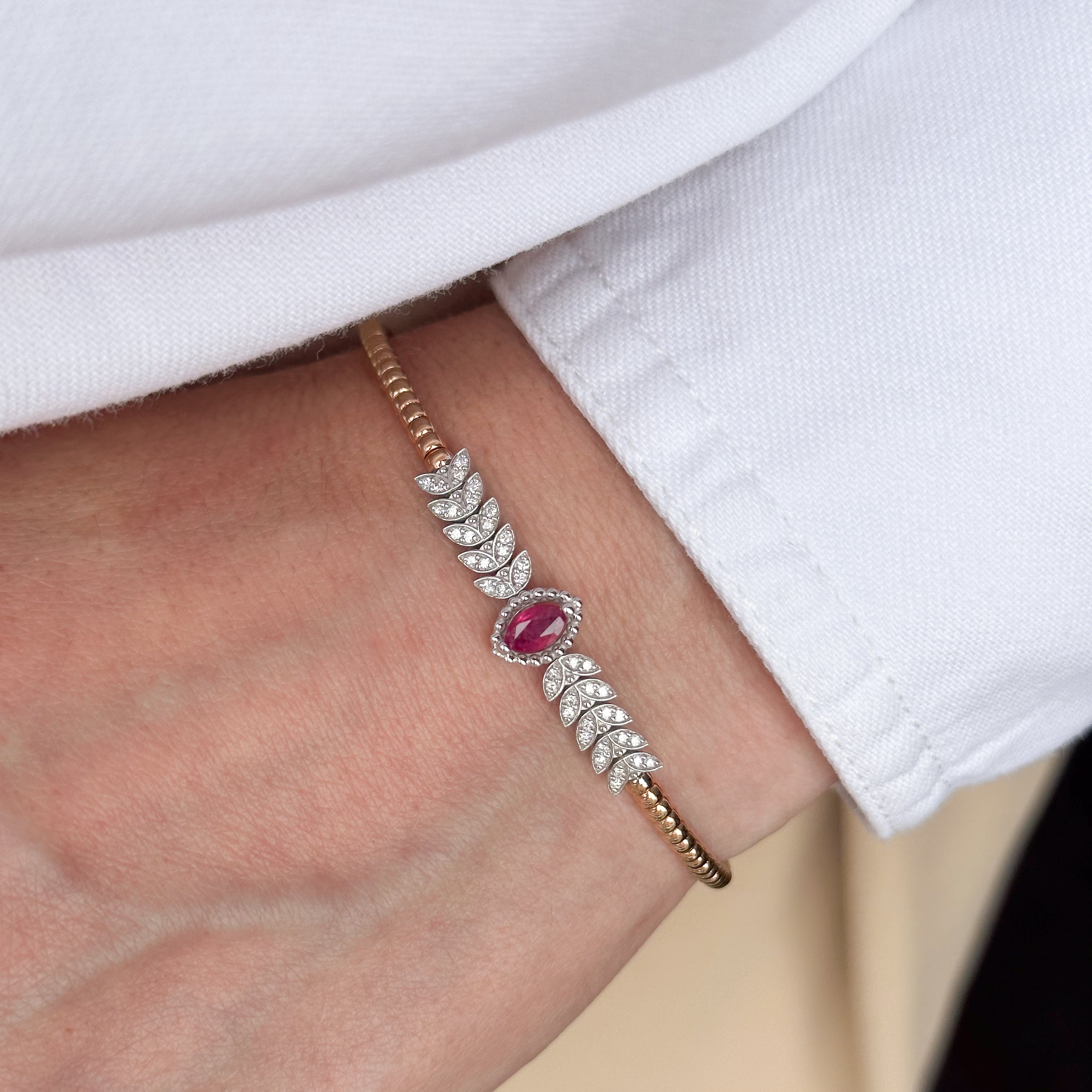 Rose gold Bracelet with Ruby and Diamonds