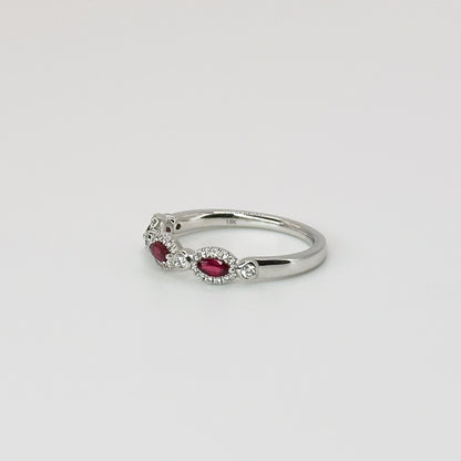Ruby and Diamond Eternity Ring in White Gold