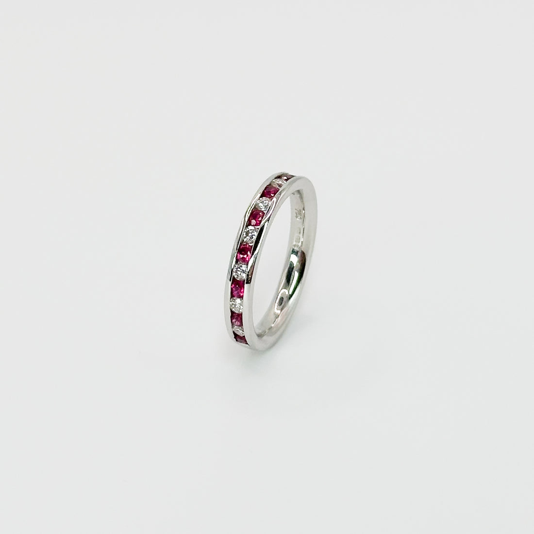 Ruby and Diamond Channel Set Eternity Ring