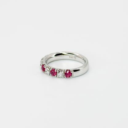 Ruby and Diamond Eternity Ring in White Gold