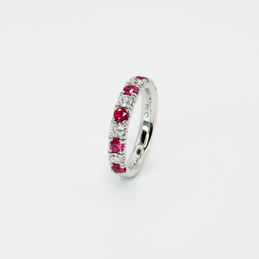 Ruby and Diamond Eternity Ring in White Gold