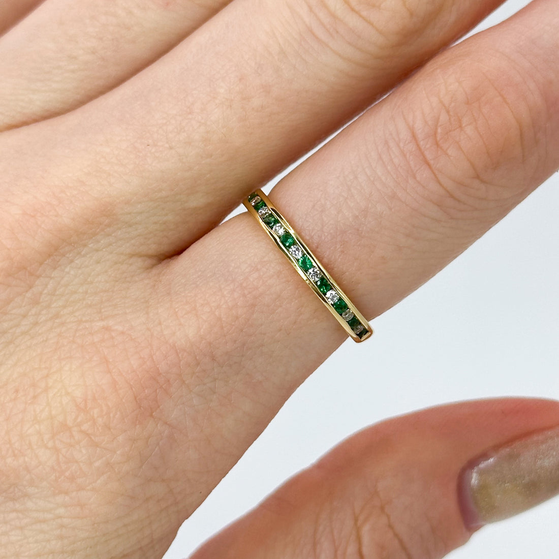 Diamond and Emerald Channel Set Eternity Ring