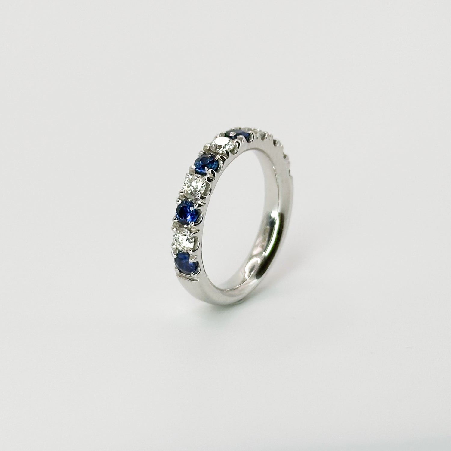 Diamond and Sapphire Eternity Ring in Platinum