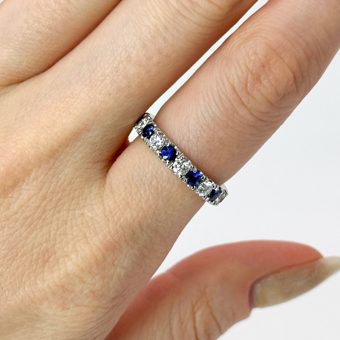 Diamond and Sapphire Eternity Ring in Platinum