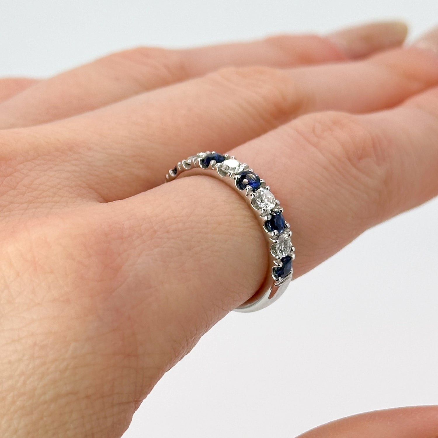 Diamond and Sapphire Eternity Ring in Platinum