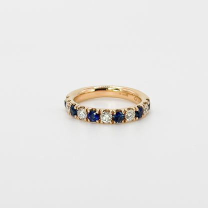 Diamond and Sapphire Eternity Ring in Rose Gold