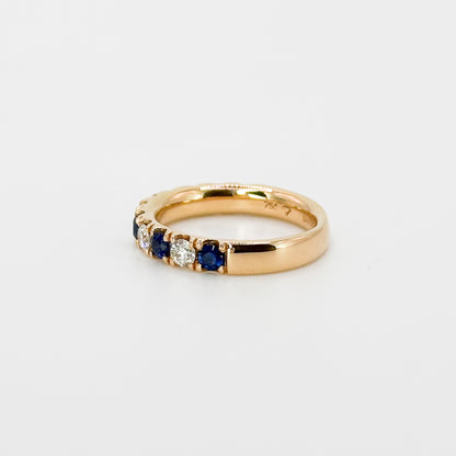 Diamond and Sapphire Eternity Ring in Rose Gold