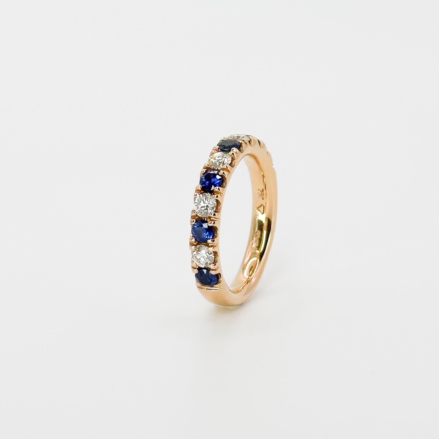 Diamond and Sapphire Eternity Ring in Rose Gold