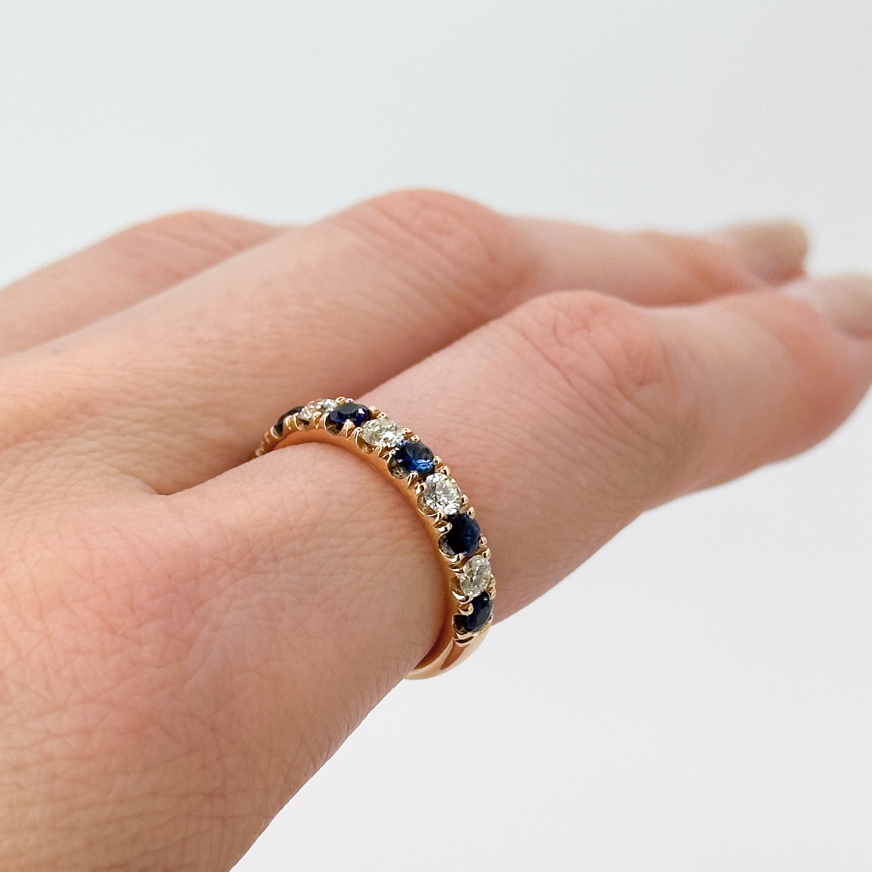 Diamond and Sapphire Eternity Ring in Rose Gold