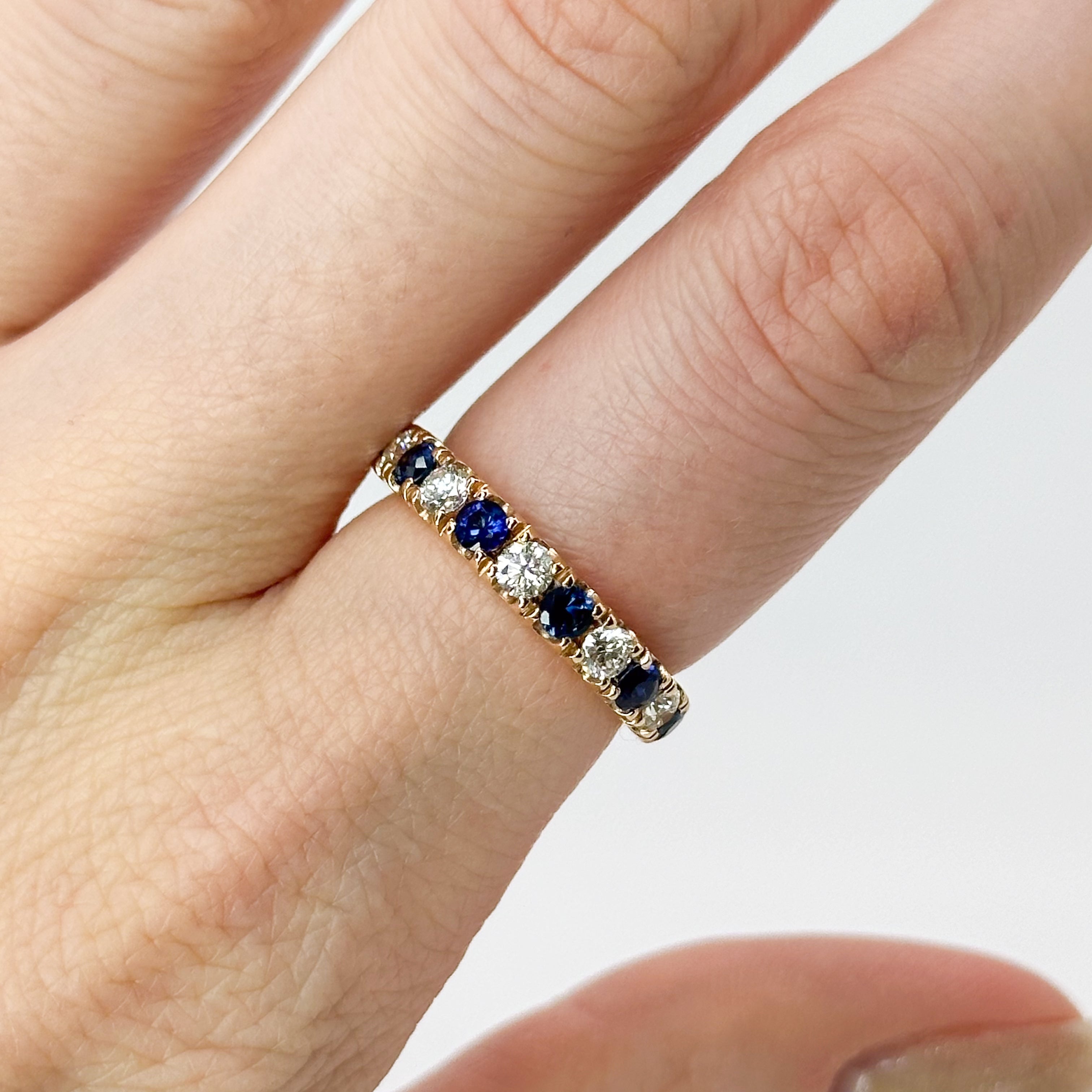 Diamond and Sapphire Eternity Ring in Rose Gold