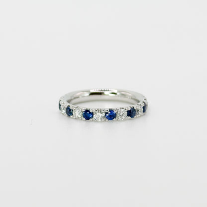 Diamond and Sapphire Round Cut Eternity Ring