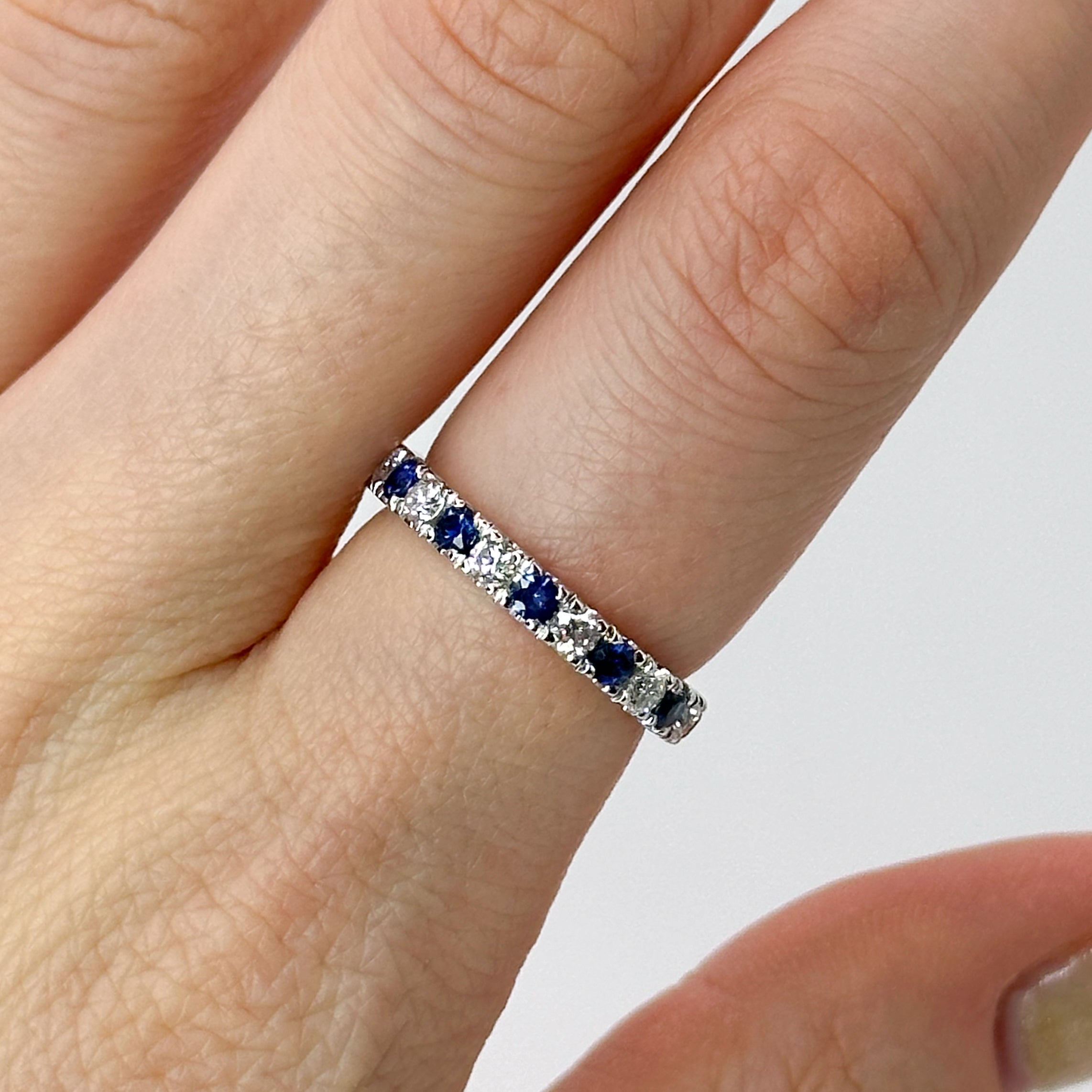 Diamond and Sapphire Round Cut Eternity Ring