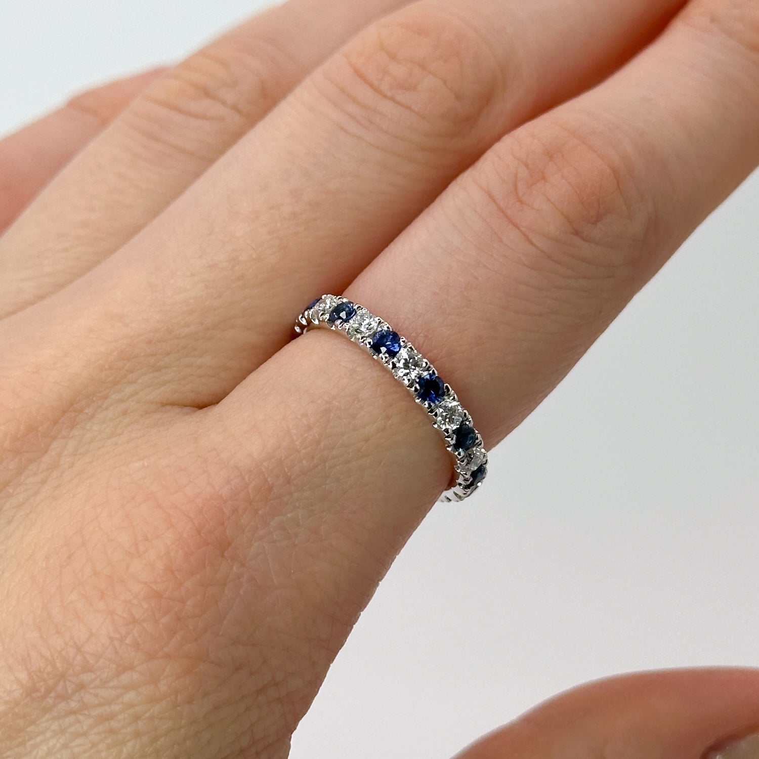 Diamond and Sapphire Round Cut Eternity Ring