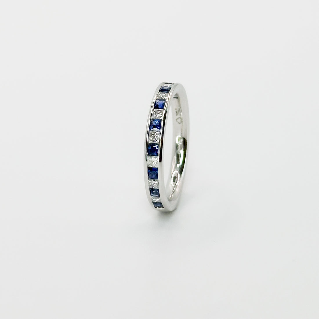 Diamond and Sapphire Princess Cut Eternity Ring