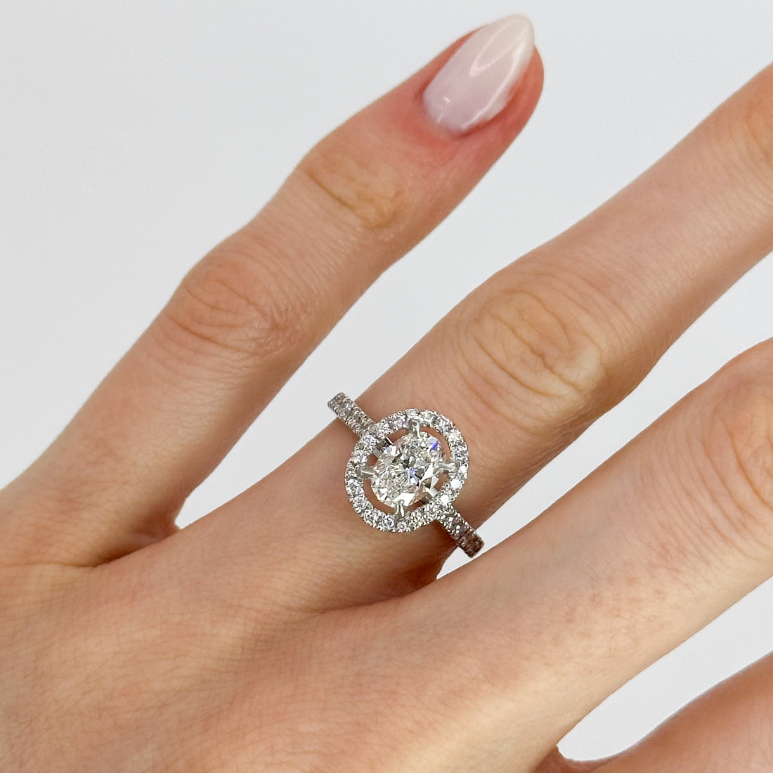 1.01ct Oval Cut Diamond Ring with Halo