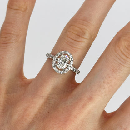 1.01ct Oval Cut Diamond Ring with Halo