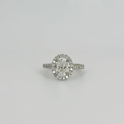 1.01ct Oval Cut Diamond Ring with Halo