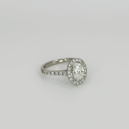 1.01ct Oval Cut Diamond Ring with Halo