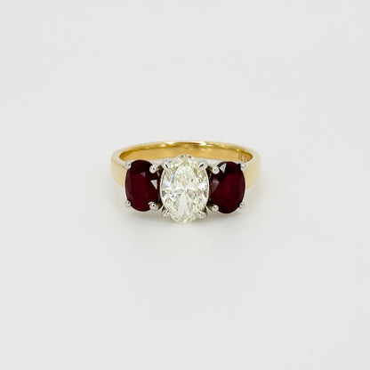 Diamond and Ruby Trilogy Ring