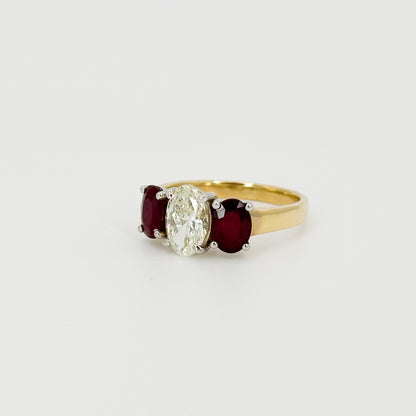 Diamond and Ruby Trilogy Ring