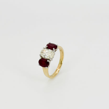 Diamond and Ruby Trilogy Ring