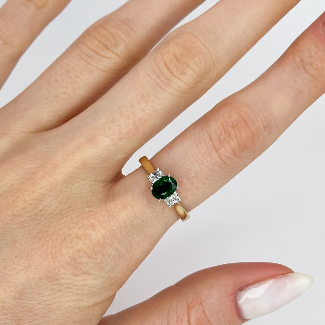 Emerald and Diamond Trilogy Ring