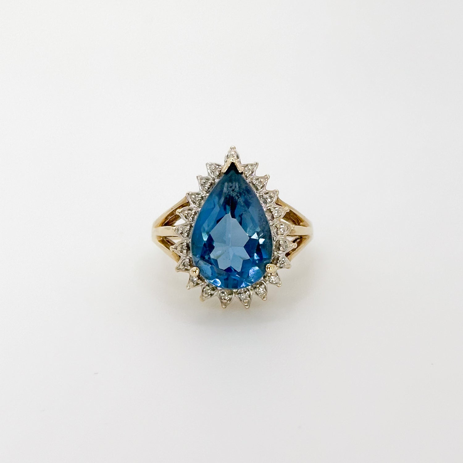 Pear Shape Blue Topaz Vintage Ring