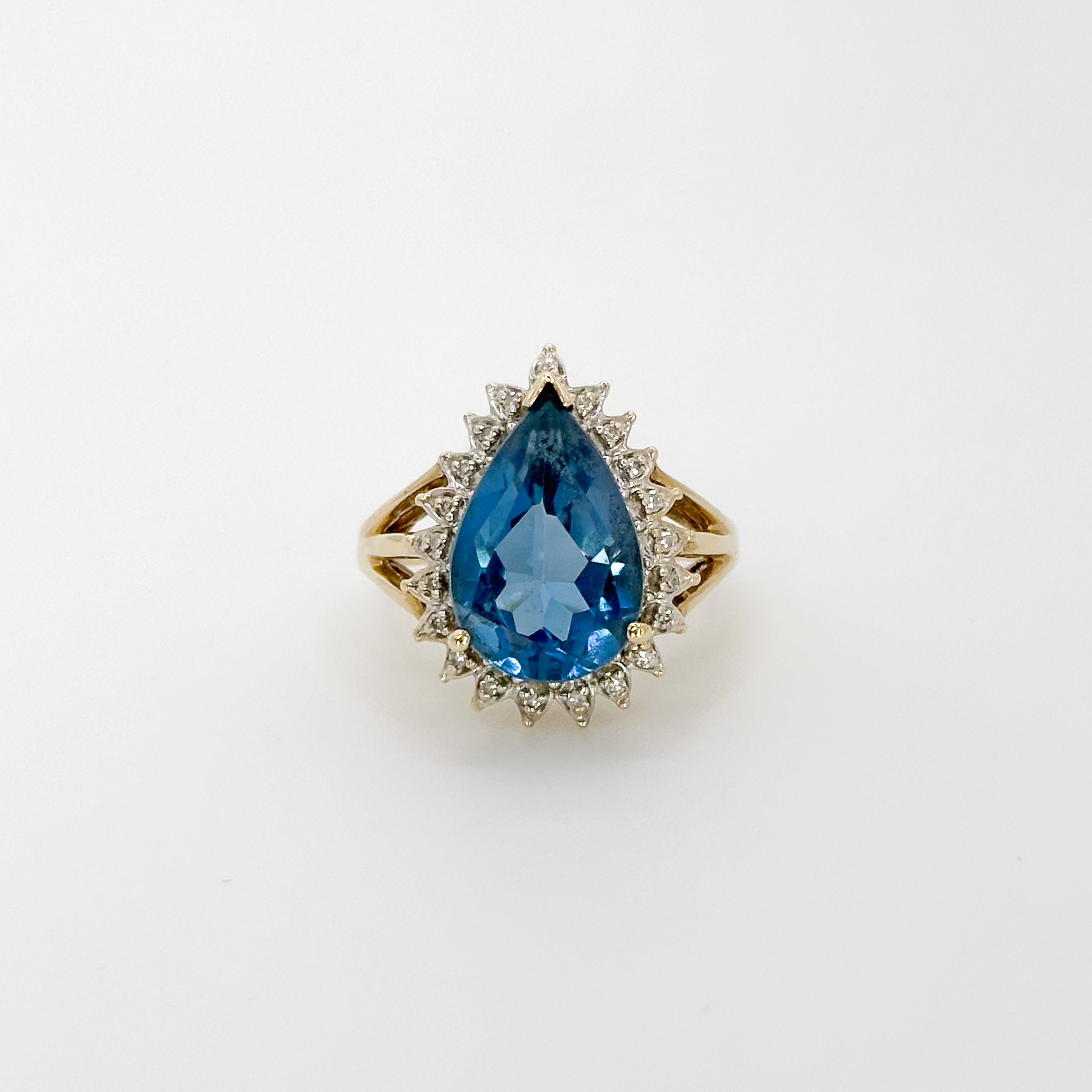 Pear Shape Blue Topaz Vintage Ring