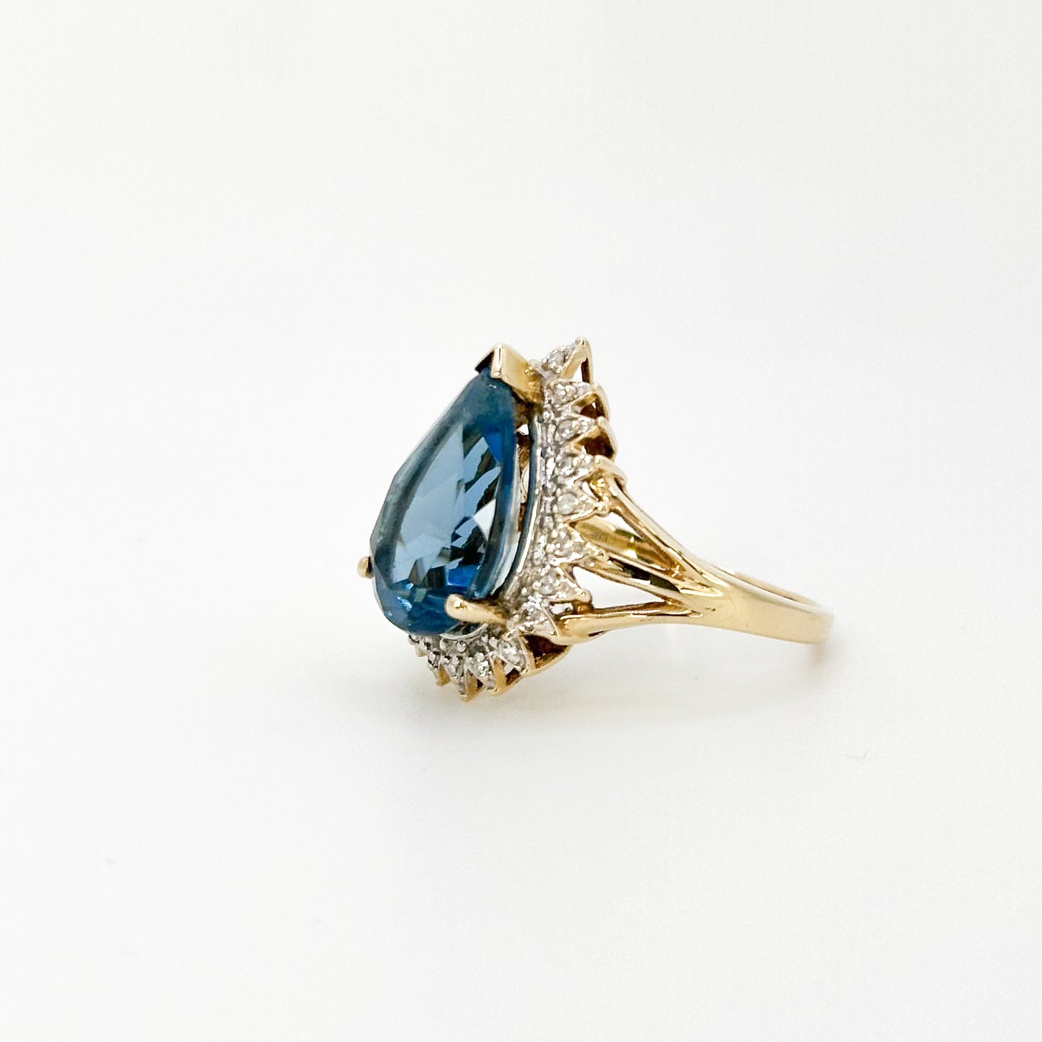 Pear Shape Blue Topaz Vintage Ring