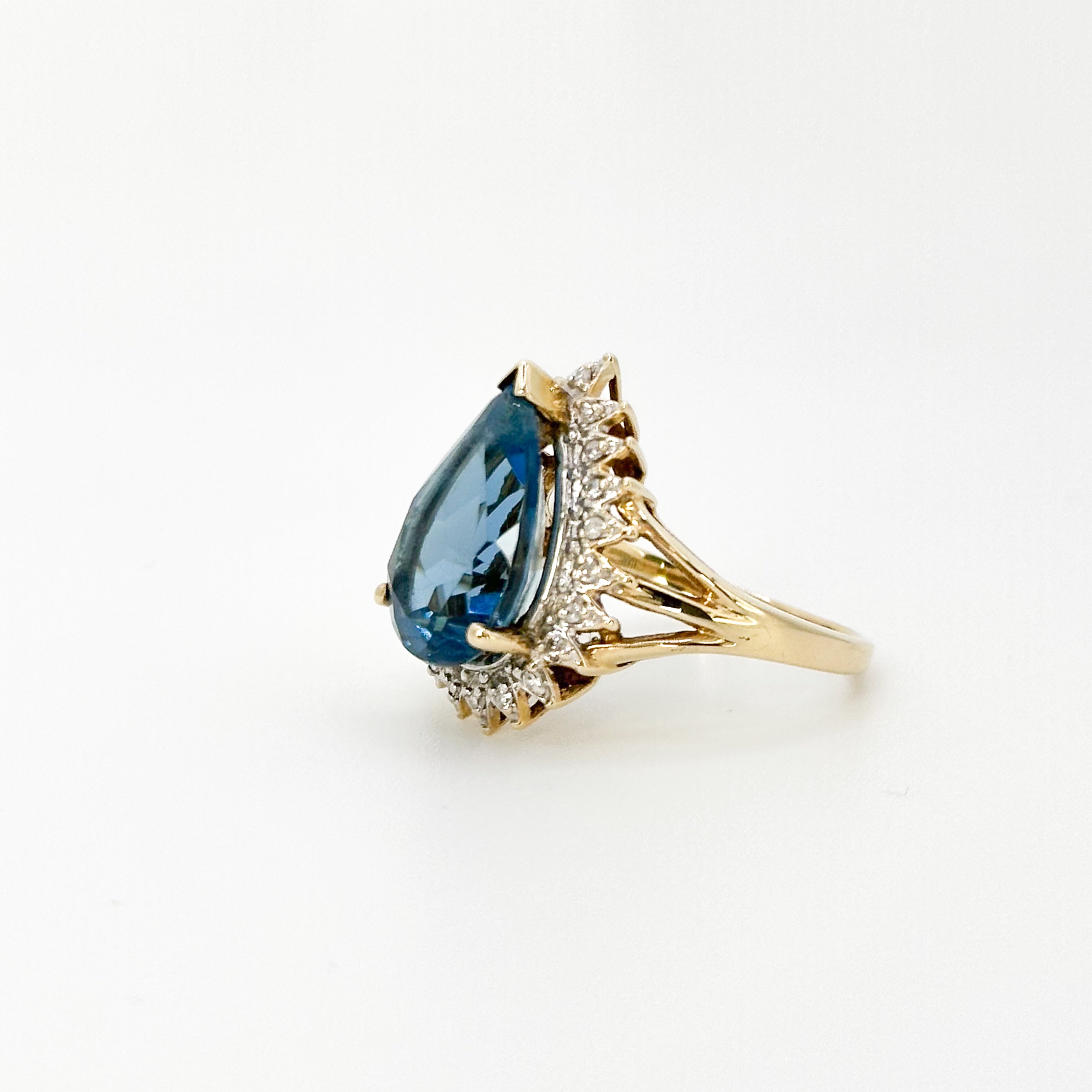 Pear Shape Blue Topaz Vintage Ring