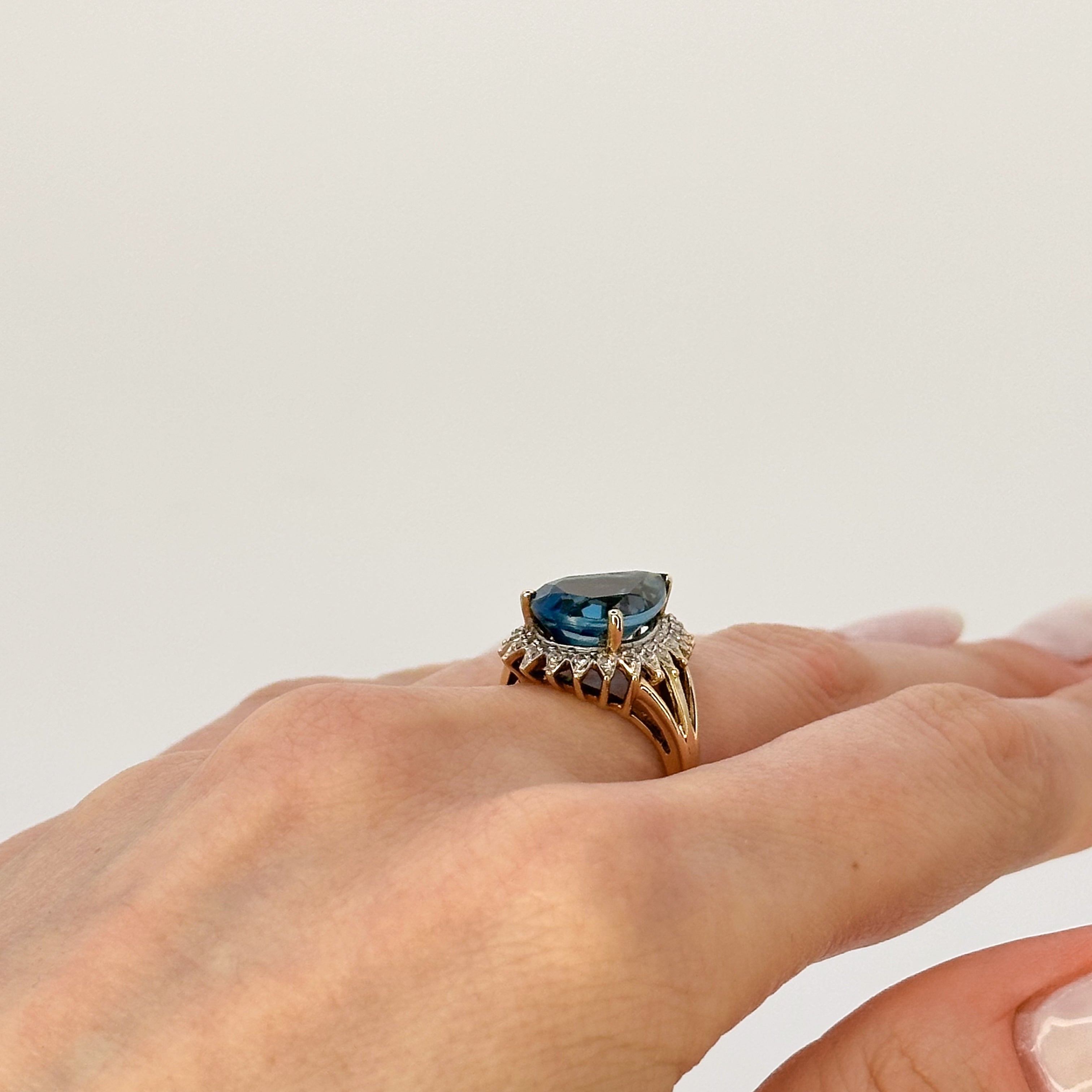 Pear Shape Blue Topaz Vintage Ring