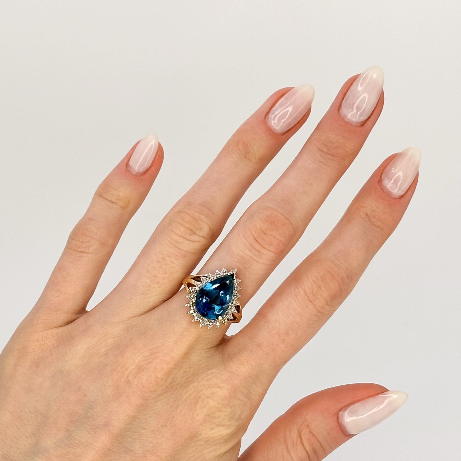 Pear Shape Blue Topaz Vintage Ring