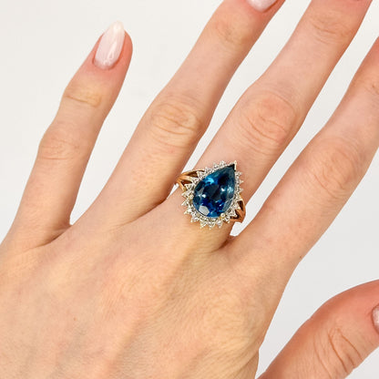 Pear Shape Blue Topaz Vintage Ring