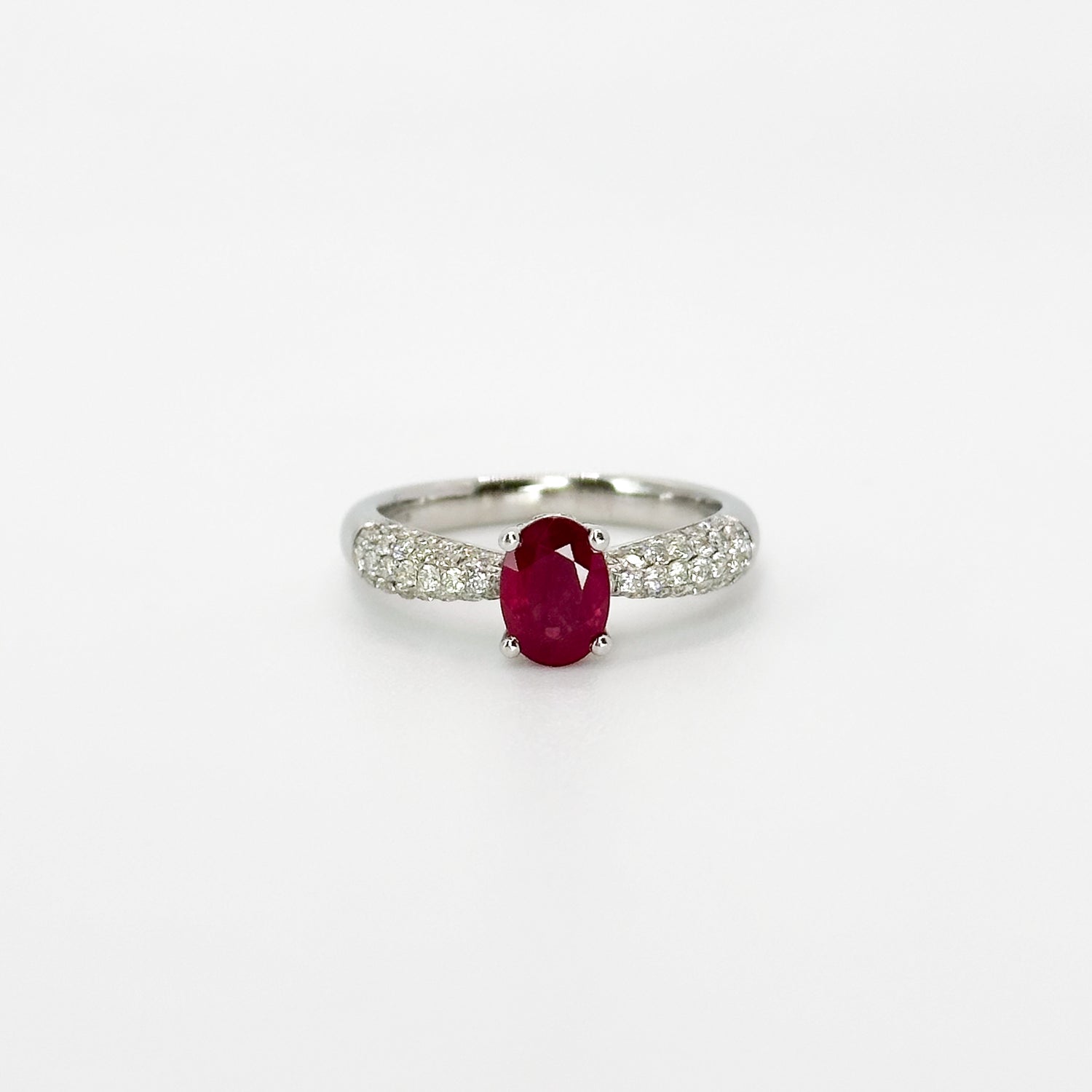 1.08ct Oval Ruby Ring in White Gold